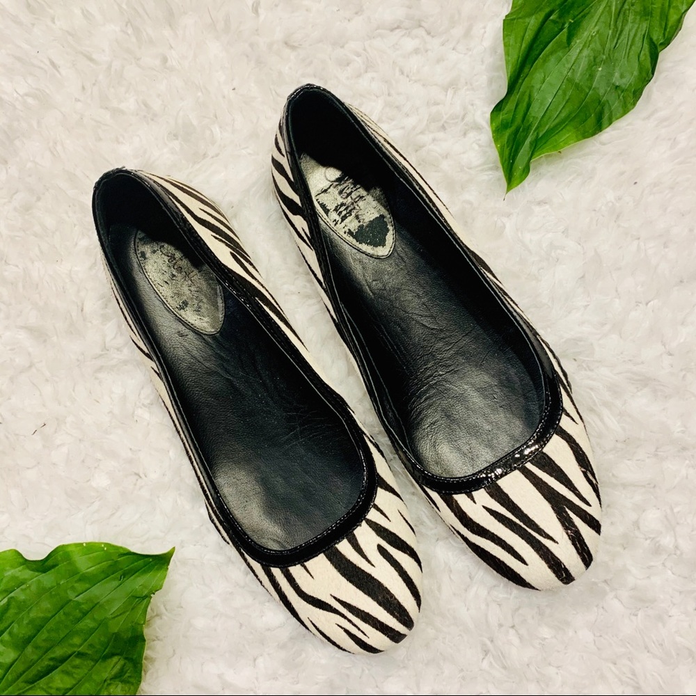 COLE HAAN Calf Hair Zebra Print Ballet Flats